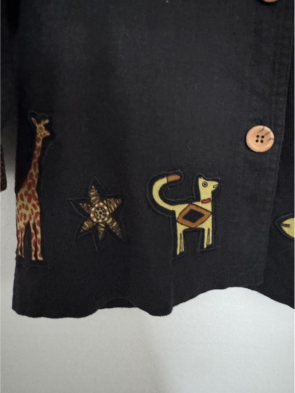 Vintage Susan Bristol Safari Animal Appliqué Linen Blend Jacket Petite Small - Picture 5 of 9